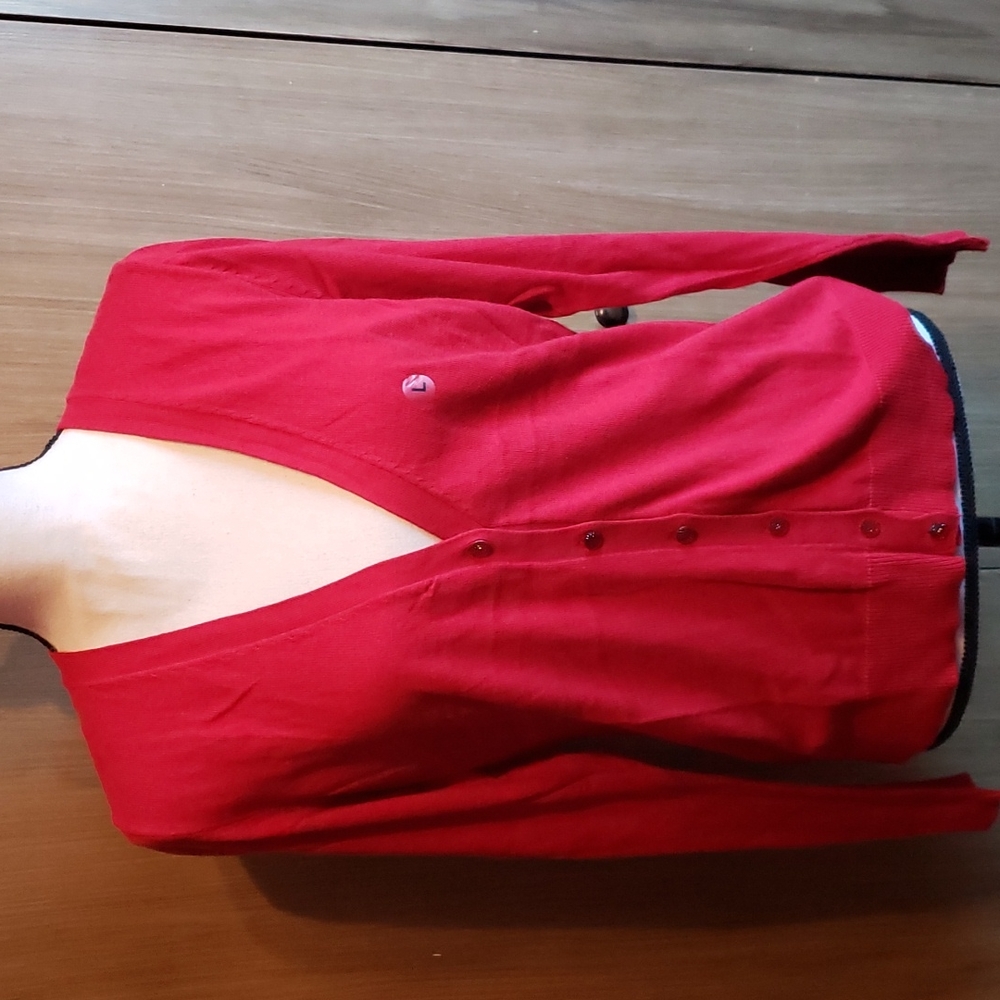 Red cardigan